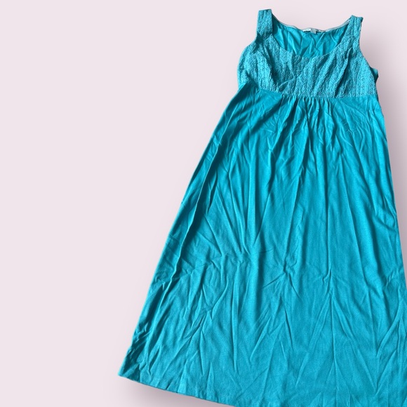 Women’s Boden Teal Eyelet Detail Modal Cotton Tank Dress Size 12 - Picture 3 of 10